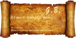 Glancz Benjámin névjegykártya